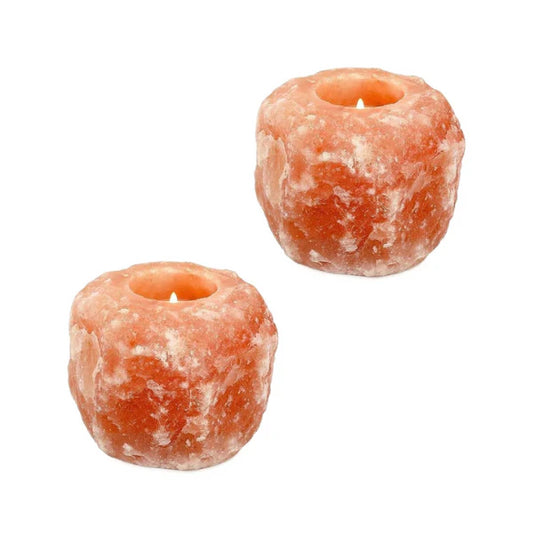 4x Natural Pink Salt Candle Holder