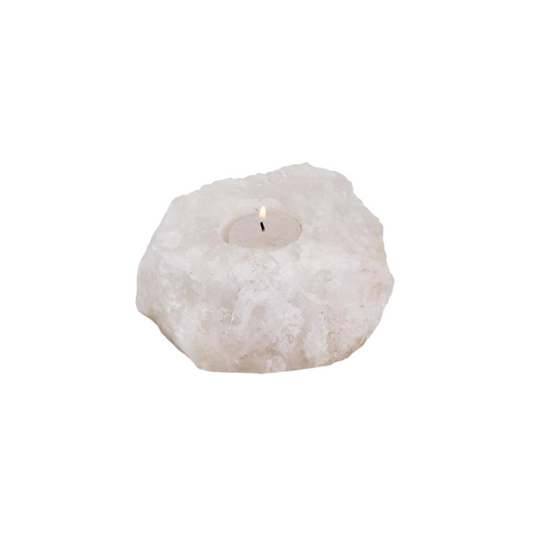 Rare White Crystal Salt Candle Holder