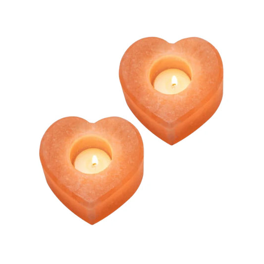 2x Heart Himalayan Salt Candle holder
