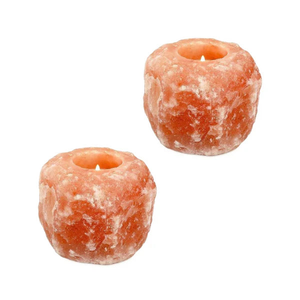 4x Natural Pink Salt Candle Holder