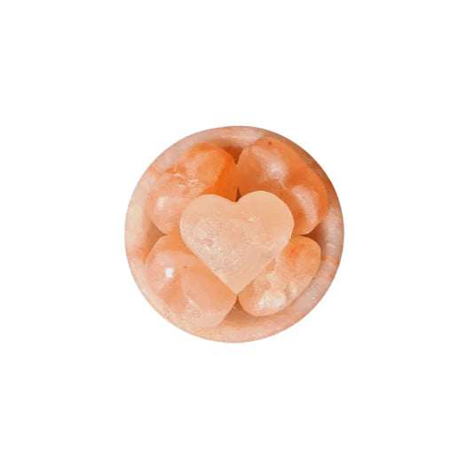 Fire Bowl Salt lamp with 6 Heart Stone