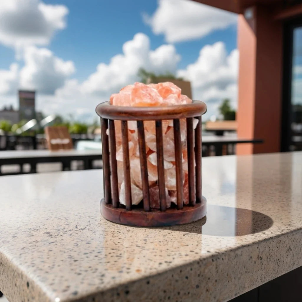 Cage Wood Basket Salt Lamp