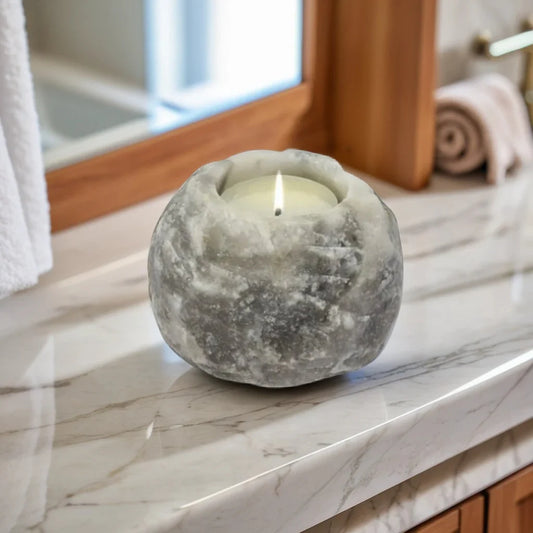 Natural Candle Holder - Grey x 2