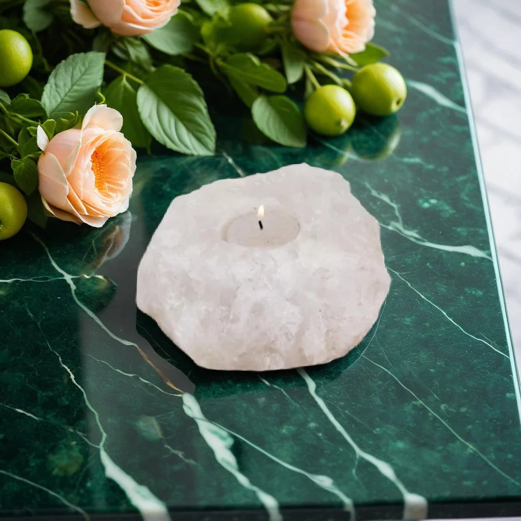 Rare White Crystal Salt Candle Holder